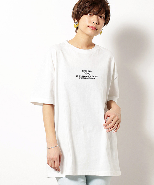 Purple&Yellow（パープルアンドイエロー）の「スーパー ビッグ シルエット プリント Tシャツ（Tシャツ/カットソー・メンズ・アイボリー/ブラック・MEDIUM/LARGE）」の9枚目の写真