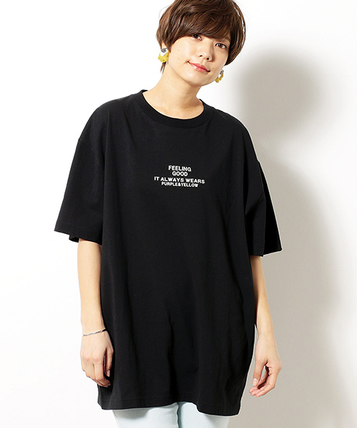 Purple&Yellow（パープルアンドイエロー）の「スーパー ビッグ シルエット プリント Tシャツ（Tシャツ/カットソー・メンズ・アイボリー/ブラック・MEDIUM/LARGE）」の8枚目の写真