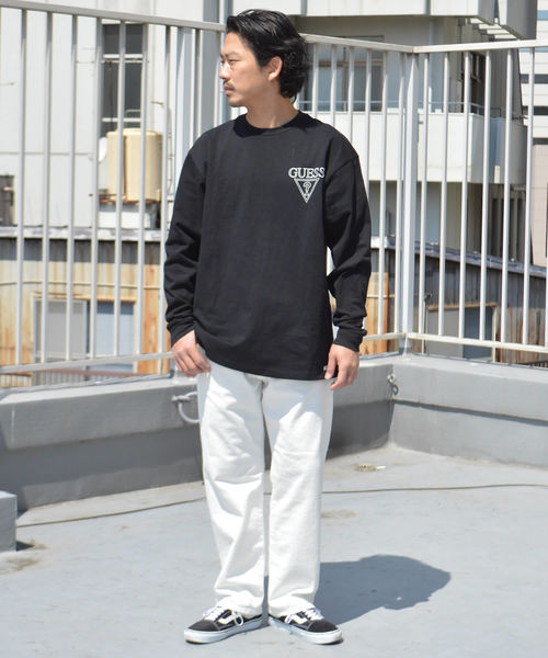 ROOPTOKYO(ループトウキョウ)の「別注:Guess Green Label/ゲスグリーンレーベル 2-Tone Triangle Q Mark Back Print LS Tee(Tシャツ/カットソー・メンズ・ホワイト/ブラック・M/S/XL/L)」の12枚目の写真