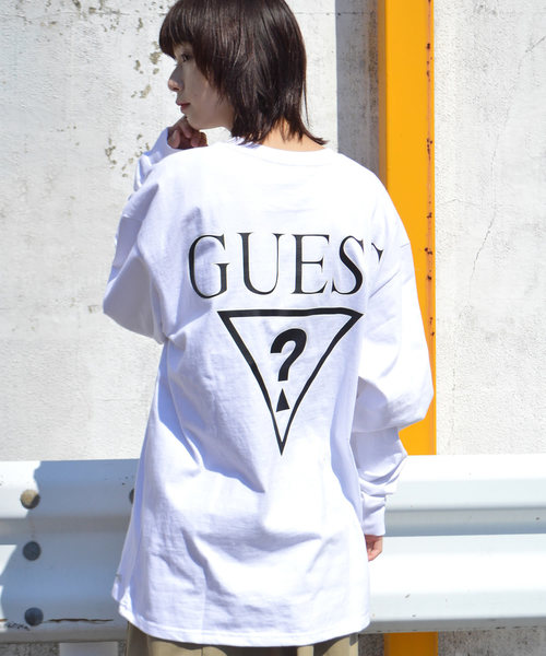 ROOPTOKYO(ループトウキョウ)の「別注:Guess Green Label/ゲスグリーンレーベル 2-Tone Triangle Q Mark Back Print LS Tee(Tシャツ/カットソー・メンズ・ホワイト/ブラック・M/S/XL/L)」の8枚目の写真