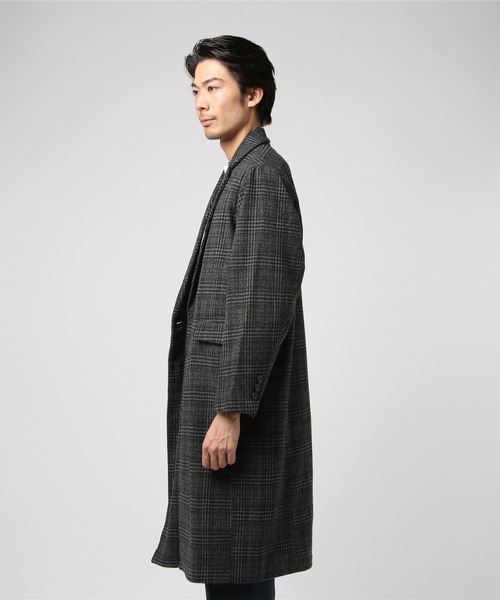 ８(eight)（エイト）の「チェック チェスターコート ダブル オーバーサイズ（チェスターコート・メンズ・ベージュ/グレー/オリーブ・MEDIUM/LARGE）」の4枚目の写真