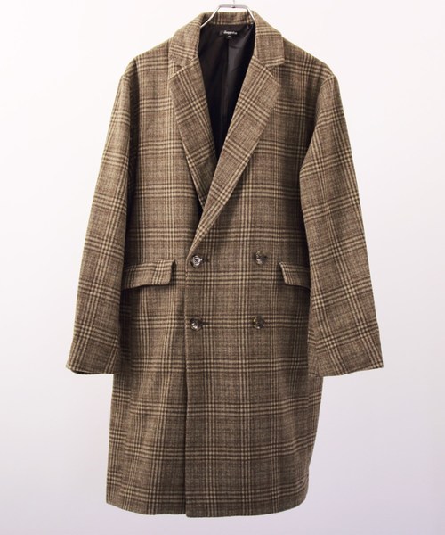 ８(eight)（エイト）の「チェック チェスターコート ダブル オーバーサイズ（チェスターコート・メンズ・ベージュ/グレー/オリーブ・MEDIUM/LARGE）」の16枚目の写真