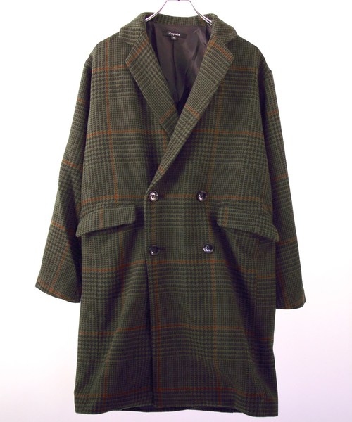 ８(eight)（エイト）の「チェック チェスターコート ダブル オーバーサイズ（チェスターコート・メンズ・ベージュ/グレー/オリーブ・MEDIUM/LARGE）」の18枚目の写真