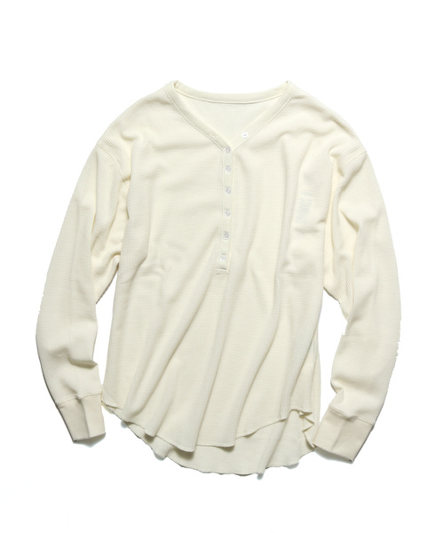 made in standard （メイドインスタンダード）の「made in standard/メイドインスタンダード  ワッフルドロップショルダーヘンリーネックプルオーバー（Tシャツ/カットソー・レディース・ブラック/ブラウン/カーキ/ナチュラル・FREE）」の12枚目の写真