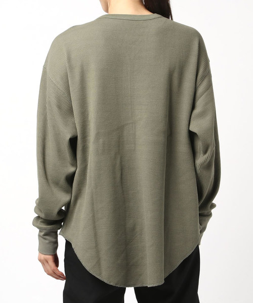 made in standard （メイドインスタンダード）の「made in standard/メイドインスタンダード  ワッフルドロップショルダーヘンリーネックプルオーバー（Tシャツ/カットソー・レディース・ブラック/ブラウン/カーキ/ナチュラル・FREE）」の17枚目の写真