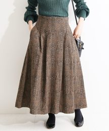 IENA LA BOUCLE ペイズリージャガード タックスカート◆