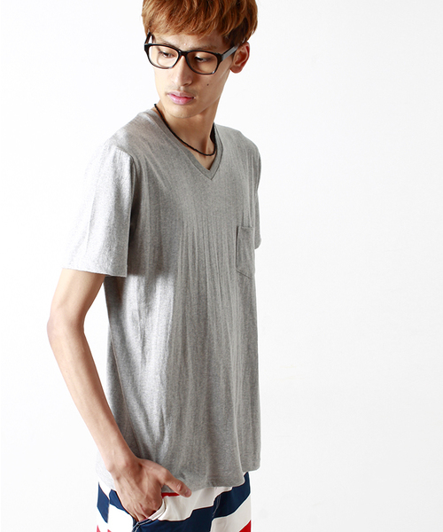 WEGO（ウィゴー）の「WEGO/USコットンVネックポケットTシャツ（Tシャツ/カットソー・メンズ・ホワイト/ブラック/杢グレー・LARGE/MEDIUM）」の3枚目の写真