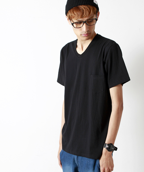 WEGO（ウィゴー）の「WEGO/USコットンVネックポケットTシャツ（Tシャツ/カットソー・メンズ・ホワイト/ブラック/杢グレー・LARGE/MEDIUM）」の2枚目の写真