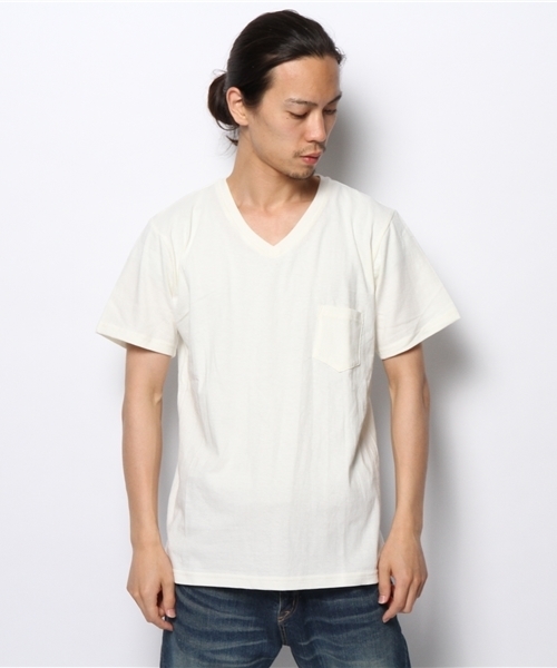 WEGO（ウィゴー）の「WEGO/USコットンVネックポケットTシャツ（Tシャツ/カットソー・メンズ・ホワイト/ブラック/杢グレー・LARGE/MEDIUM）」の4枚目の写真