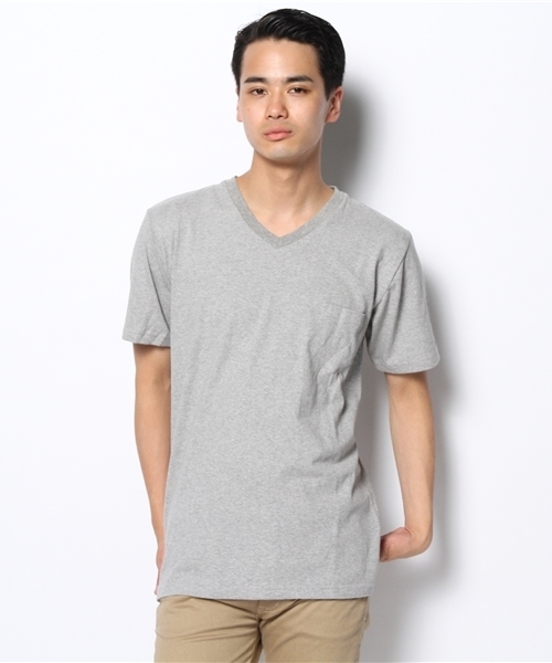 WEGO（ウィゴー）の「WEGO/USコットンVネックポケットTシャツ（Tシャツ/カットソー・メンズ・ホワイト/ブラック/杢グレー・LARGE/MEDIUM）」の12枚目の写真