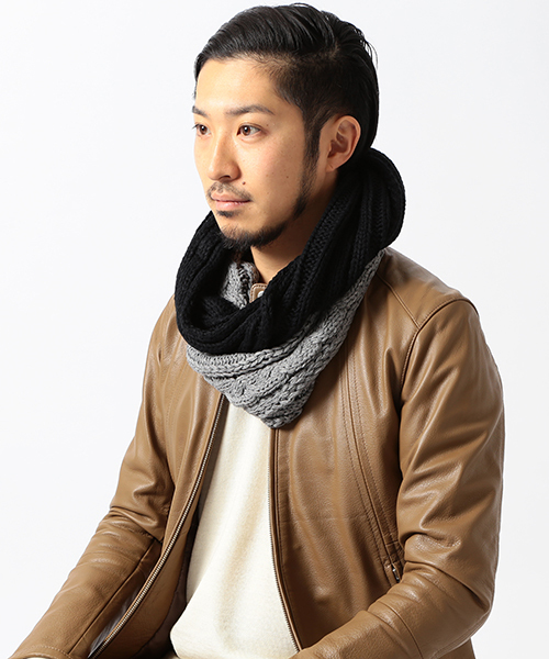 BEAMS（ビームス）の「◎BEAMS / ケーブル×リブ スヌード（ストール/ショール・メンズ・オフホワイト/グレー/ワイン/ネイビー・ONE SIZE）」の3枚目の写真