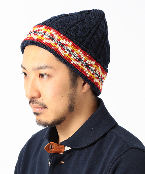 BEAMS（ビームス）の「◎BEAMS / フェアイルカフ ケーブルニットキャップ（ニットキャップ/ビーニー・メンズ・ライトグレー/ブラック/ネイビー・ONE SIZE）」の3枚目の写真
