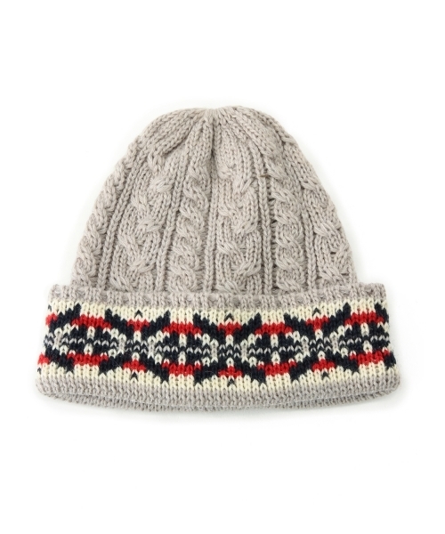 BEAMS（ビームス）の「◎BEAMS / フェアイルカフ ケーブルニットキャップ（ニットキャップ/ビーニー・メンズ・ライトグレー/ブラック/ネイビー・ONE SIZE）」の17枚目の写真