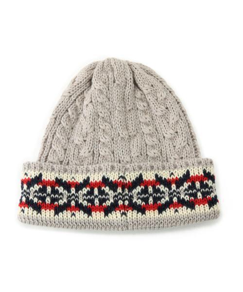 BEAMS（ビームス）の「◎BEAMS / フェアイルカフ ケーブルニットキャップ（ニットキャップ/ビーニー・メンズ・ライトグレー/ブラック/ネイビー・ONE SIZE）」の8枚目の写真