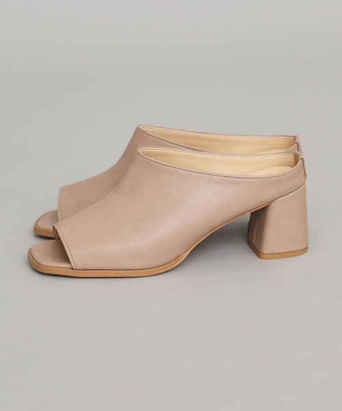 STUDIOUS（ステュディオス）の「【STUDIOUS】スクエア オープントゥブーティー（サンダル・レディース・ブラック/ベージュ・1/2）」の5枚目の写真