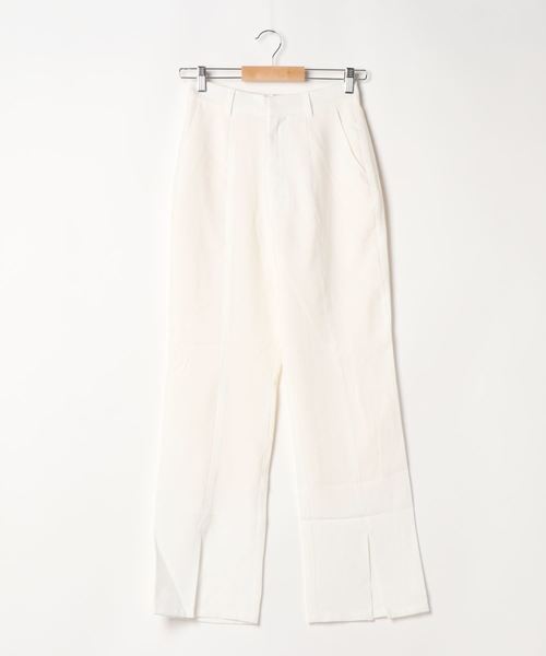 STYLEBLOCK（スタイルブロック）の「ファイユセンタースリットセミフレアパンツ（その他パンツ・レディース・ホワイト/サックスブルー/ミント/ライトベージュ・M）」の2枚目の写真