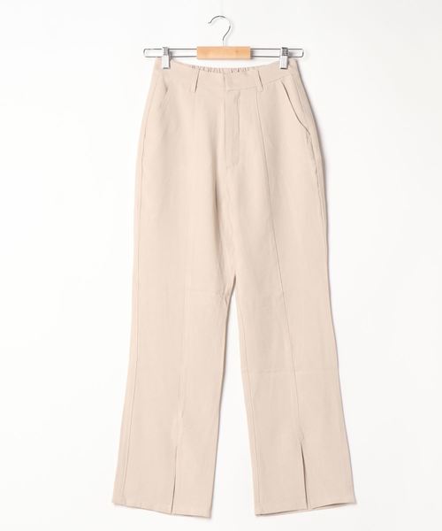 STYLEBLOCK（スタイルブロック）の「ファイユセンタースリットセミフレアパンツ（その他パンツ・レディース・ホワイト/サックスブルー/ミント/ライトベージュ・M）」の3枚目の写真