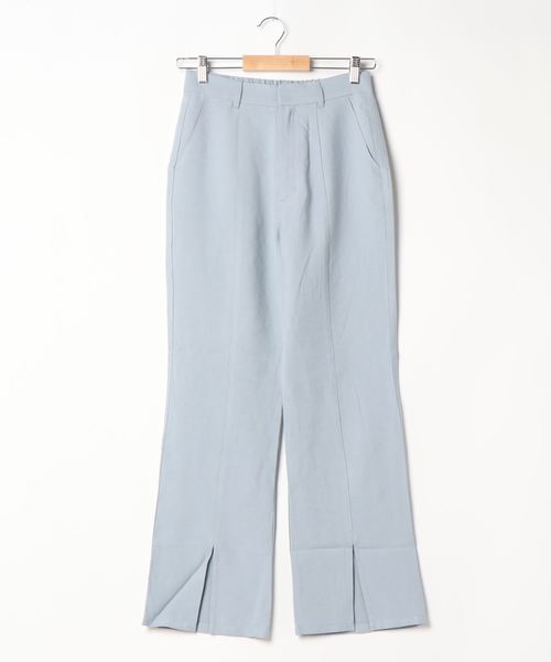 STYLEBLOCK（スタイルブロック）の「ファイユセンタースリットセミフレアパンツ（その他パンツ・レディース・ホワイト/サックスブルー/ミント/ライトベージュ・M）」の7枚目の写真