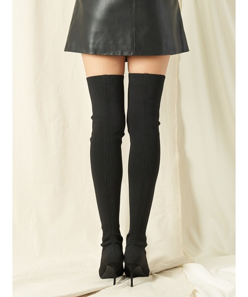 SPIRALGIRL(スパイラルガール)の「ポインテッドニーハイブーツ(ブーツ・レディース・ブラック/ベージュ・MEDIUM/LARGE)」の3枚目の写真