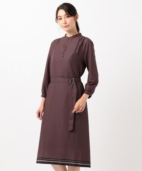 J.PRESS Ladies(J.プレス レディス)の「【洗える】ジオメトリックプリント ワンピース(ワンピース・レディース・グレー系5/ネイビー系5・XS)」の2枚目の写真