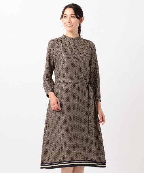 J.PRESS Ladies(J.プレス レディス)の「【洗える】ジオメトリックプリント ワンピース(ワンピース・レディース・グレー系5/ネイビー系5・XS)」の1枚目の写真