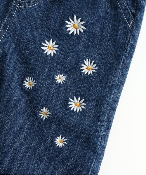 新品　2022 ダブルビー　デニム　プチ刺繍　刺繍　パンツ　110 100 デニム 刺繍 ハート 花柄 2type ワイドパンツ ボトムス 2025春夏