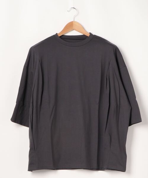 STYLEBLOCK（スタイルブロック）の「シルケット風天竺タックビッグシルエットTシャツ（Tシャツ/カットソー・レディース・チャコールグレー/ブラック/オフホワイト/モカ・M）」の3枚目の写真