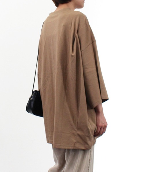 STYLEBLOCK（スタイルブロック）の「シルケット風天竺タックビッグシルエットTシャツ（Tシャツ/カットソー・レディース・チャコールグレー/ブラック/オフホワイト/モカ・M）」の7枚目の写真