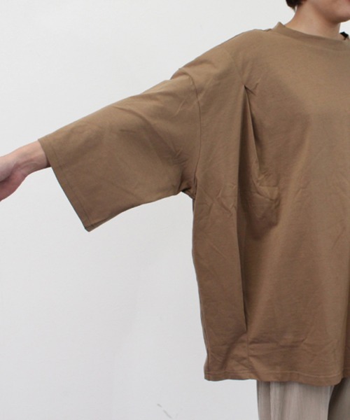 STYLEBLOCK（スタイルブロック）の「シルケット風天竺タックビッグシルエットTシャツ（Tシャツ/カットソー・レディース・チャコールグレー/ブラック/オフホワイト/モカ・M）」の6枚目の写真