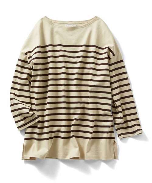 IEDIT（イディット）の「ＩＥＤＩＴ　小森美穂子さんコラボ　こだわりバスク風ボーダーＴシャツ（Tシャツ/カットソー・レディース・ブラウン/ブルー・SMALL/MEDIUM/LARGE/X-LARGE/XX-LARGE/XXX-LARGE）」の5枚目の写真