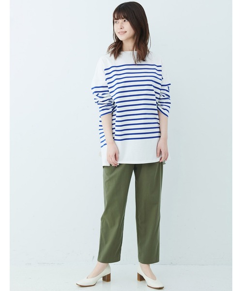 IEDIT（イディット）の「ＩＥＤＩＴ　小森美穂子さんコラボ　こだわりバスク風ボーダーＴシャツ（Tシャツ/カットソー・レディース・ブラウン/ブルー・SMALL/MEDIUM/LARGE/X-LARGE/XX-LARGE/XXX-LARGE）」の4枚目の写真