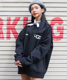 UGG ロゴ入り ブラック スウェット UGG アグ トレーナー Madeline Fuzzy Logo Crewneck マドリン