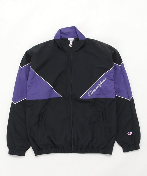 Champion(チャンピオン)の「【Champion/チャンピオン】 トラックジャケット ロゴ刺繍 切替 フルジップ ブルゾン ジャケット(ナイロンジャケット・メンズ・ブラック/レッド/グリーン・S/M/L)」の10枚目の写真
