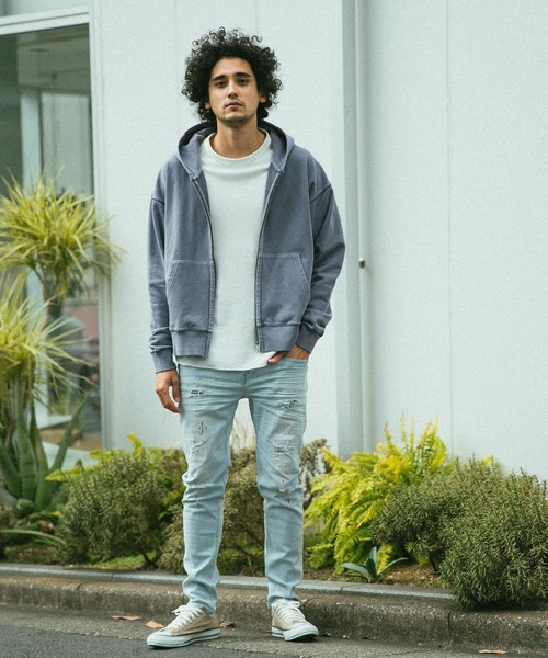 BAYFLOW（ベイフロー）の「WEB限定 ピグメントZIPパーカー L/S（パーカー・メンズ・ベージュ/オリーブ/ブルー/ホワイト/チャコール/ベビーピンク・LARGE/MEDIUM）」の7枚目の写真