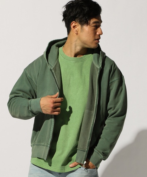 BAYFLOW（ベイフロー）の「WEB限定 ピグメントZIPパーカー L/S（パーカー・メンズ・ベージュ/オリーブ/ブルー/ホワイト/チャコール/ベビーピンク・LARGE/MEDIUM）」の17枚目の写真