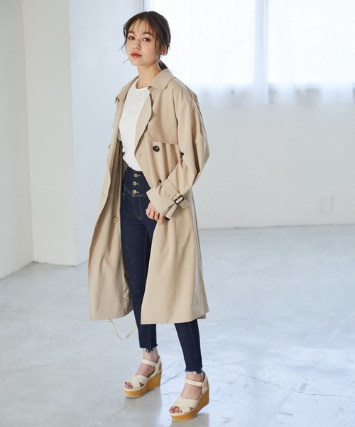Heather ヘザー のファッション トレンチコート こなれ トレンチコート ユルトレンチコート