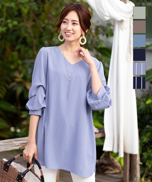 洗える 大人可愛いつまみタックパフ袖チュニック チュニック Tiaclasse ティアクラッセ のファッション通販 Zozotown