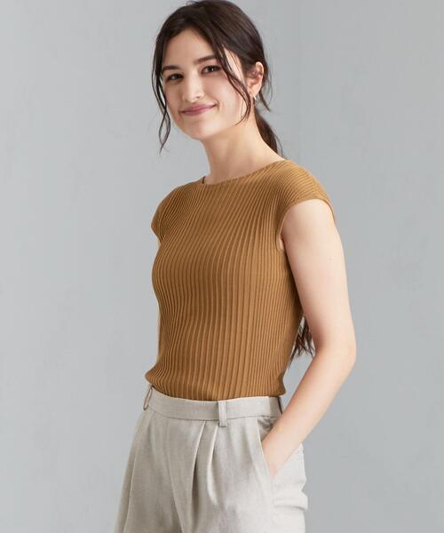 green label relaxing（グリーンレーベルリラクシング）の「[ 手洗い可能 ] D CO/RY リブ プルオーバー ニット（ニット/セーター・レディース・ホワイト/ライトブルー/ベージュ/ネイビー/ブラウン・FREE）」の2枚目の写真