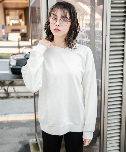 Me%(ミィパーセント)の「メッセージロゴBIGスウェット(Tシャツ/カットソー・レディース・サックスブルー/ホワイト/ブラック・FREE)」の4枚目の写真