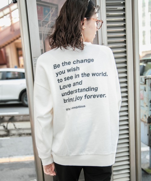 Me%(ミィパーセント)の「メッセージロゴBIGスウェット(Tシャツ/カットソー・レディース・サックスブルー/ホワイト/ブラック・FREE)」の5枚目の写真