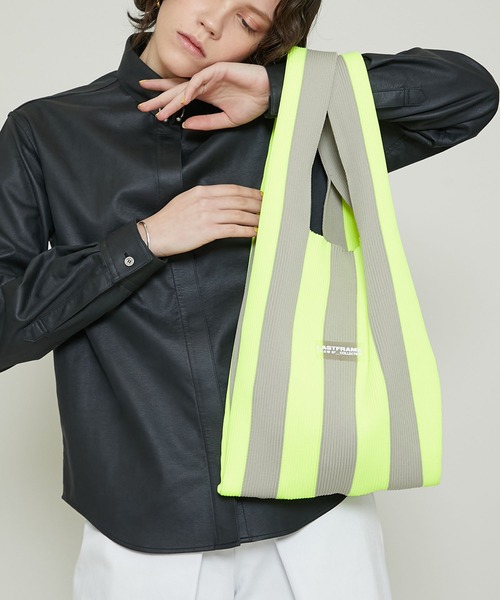 LASTFRAME(ラストフレーム)の「【LASTFRAME(ラストフレーム)】ストライプマーケットバッグ /L21208(ハンドバッグ・レディース・ブラック/グリーン/イエロー・FREE)」の1枚目の写真