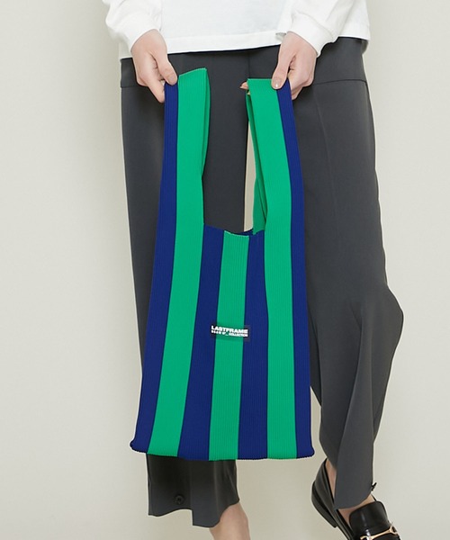 LASTFRAME(ラストフレーム)の「【LASTFRAME(ラストフレーム)】ストライプマーケットバッグ /L21208(ハンドバッグ・レディース・ブラック/グリーン/イエロー・FREE)」の3枚目の写真