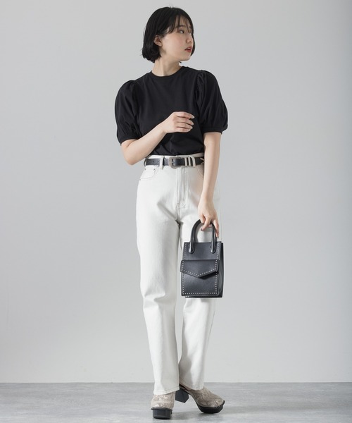 PAGEBOY（ページボーイ）の「ボリュームスリーブTシャツSS（Tシャツ/カットソー・レディース・ブラック/パープル/オフホワイト/グレイッシュベージュ/ブラウン系その他/ベージュ系その他・FREE）」の8枚目の写真