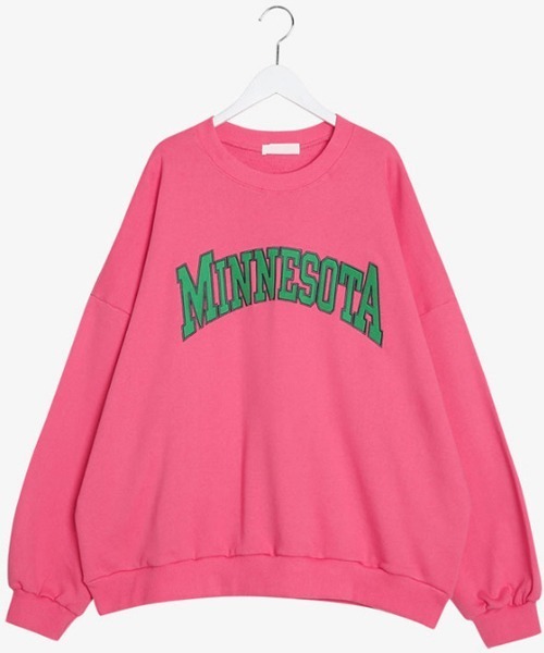 SONA（ソナ）の「SONYUNARA MINNESOTA配色刺繍ポイントトレーナー（スウェット・レディース・ブラック/ライトグレー/グリーン/ブルー/パープル/ピンク・FREE）」の6枚目の写真