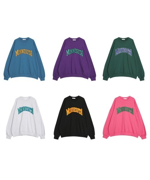 SONA（ソナ）の「SONYUNARA MINNESOTA配色刺繍ポイントトレーナー（スウェット・レディース・ブラック/ライトグレー/グリーン/ブルー/パープル/ピンク・FREE）」の13枚目の写真