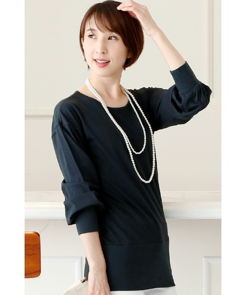 ElegChic（エレグシック）の「ワイドリブカットソー（Tシャツ/カットソー・レディース・ネイビー/グレー/オフホワイト・4L/M/L/XXL/XL）」の3枚目の写真