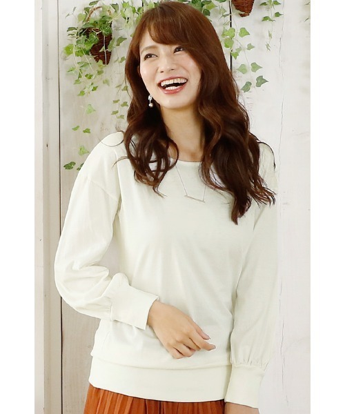 ElegChic（エレグシック）の「ワイドリブカットソー（Tシャツ/カットソー・レディース・ネイビー/グレー/オフホワイト・4L/M/L/XXL/XL）」の2枚目の写真