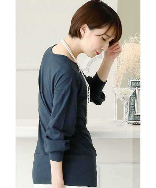 ElegChic（エレグシック）の「ワイドリブカットソー（Tシャツ/カットソー・レディース・ネイビー/グレー/オフホワイト・4L/M/L/XXL/XL）」の5枚目の写真