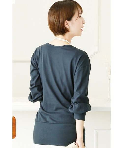 ElegChic（エレグシック）の「ワイドリブカットソー（Tシャツ/カットソー・レディース・ネイビー/グレー/オフホワイト・4L/M/L/XXL/XL）」の6枚目の写真