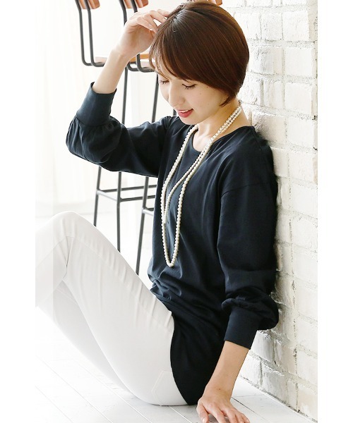 ElegChic（エレグシック）の「ワイドリブカットソー（Tシャツ/カットソー・レディース・ネイビー/グレー/オフホワイト・4L/M/L/XXL/XL）」の7枚目の写真